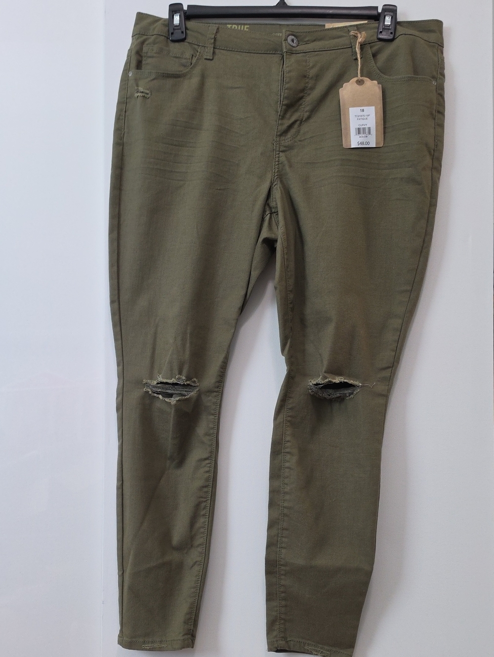 True Craft Olive Green Distressed Skinny Pants